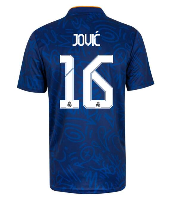 2021/22 Real Madrid Away Kit Soccer Jersey with Jović 16 printing